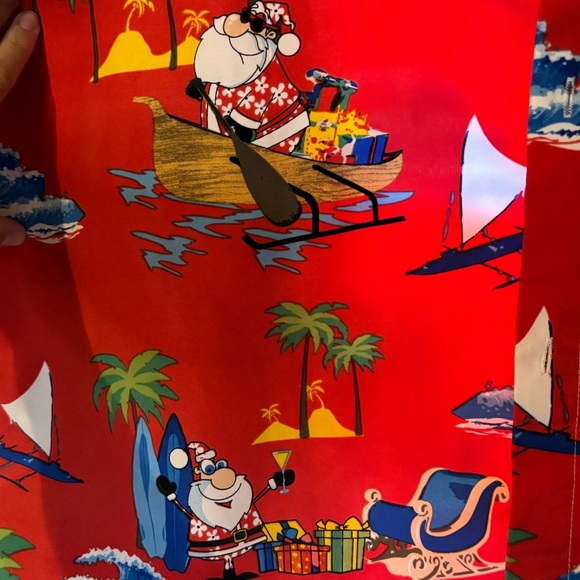 SSLR Men’s Collection Red Merry Christmas Santa Button Front Shirt Size XL - Picture 3 of 4